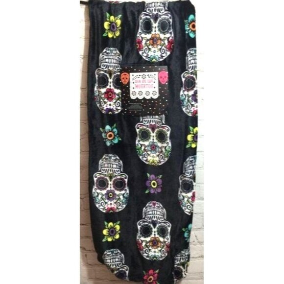 Dia De Los Muertos Sugar Skull Plush Throw Blanket 60" x 70" - Picture 1 of 4